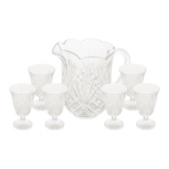 Jogo de Jarra 1,3 Litros Com 6 Taças 220ml Dublin de Cristal Ecológico